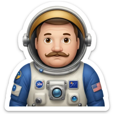 astronaut very fat man with moustache sticker