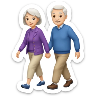 elderly couple walking sticker