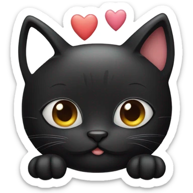 Cute Black cat with hearts sticker