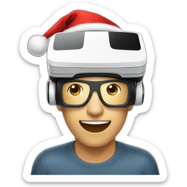 vr headset wearing christmas hat sticker