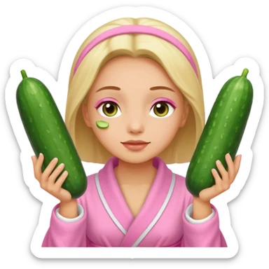 🧖‍♀️this with cucumber on her eyes at a spa and a pink robe sticker