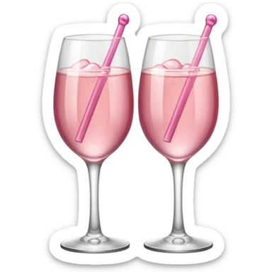 Dos Champagne rosa cruzadas con un listón de moño color rosa claro  sticker