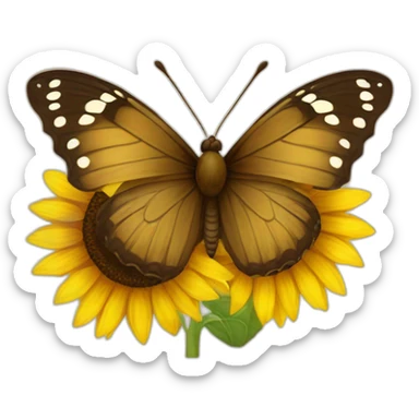 butterfly on a sunflower with brown heart sticker