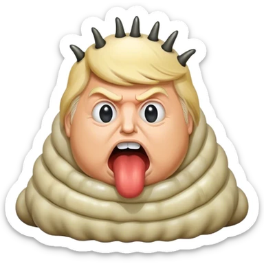 donald trumps head on a giant maggot sticker