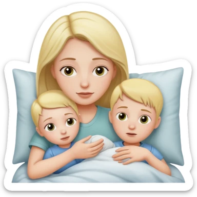 parent with dark circles caring for a child in bed sticker