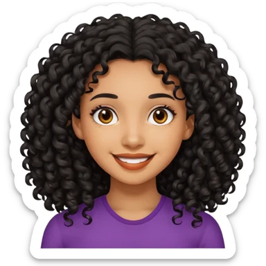 Mixed girl with long dark black curly hair  sticker