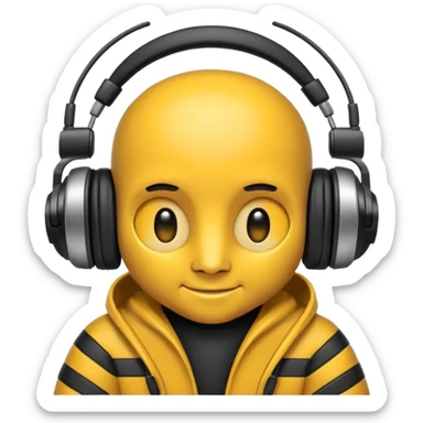 DJ bee with headphones sticker