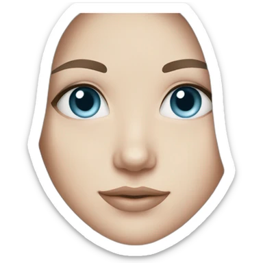 White girl with pastel blue eyes and long dark brown hair sticker