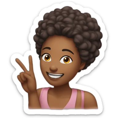 Woman smiling and doing a peace sign sticker