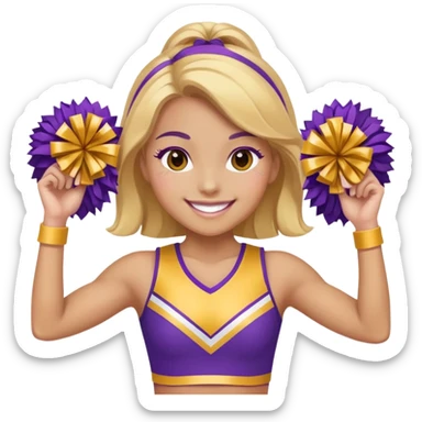 Purple and gold cheerleader sticker
