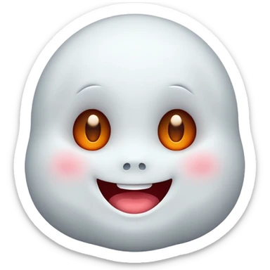 little cute ghost is smiling with blushed face, only face sticker