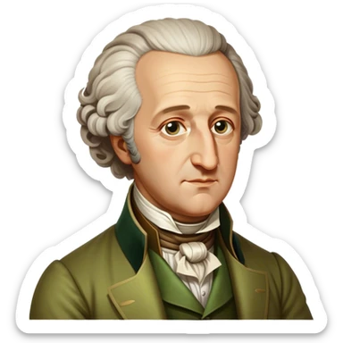 Cinematic Realistic Johann Wolfgang von Goethe Portrait Emoji, depicted as an intellectual literary giant with a thoughtful gaze and refined attire, rendered with detailed textures and warm classical lighting that captures his enduring literary influence. sticker