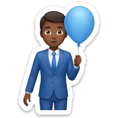 dark brown skin, office suit, hold blue balloon sticker