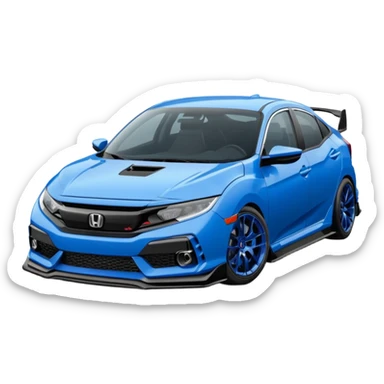2023 honda civic blue with carbon fiber hood lowered sticker