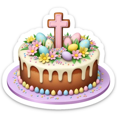 beautifully decorated Easter cross cake sticker