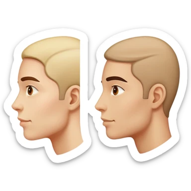 Before and after mewing comparison, face profile showing improved jawline and facial structure sticker