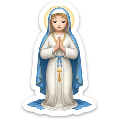 fullbody Virgin Mary praying back view white robes variation 2 sticker