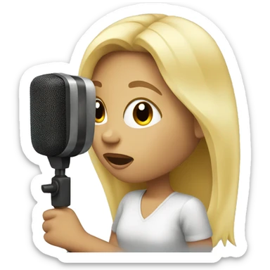 Blonde girl recording a song sticker