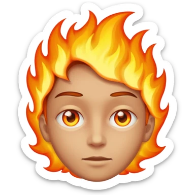 A burning person with fire coming out of where the eyes  sticker