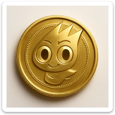 Design a flat gold coin with just the mascot's head in the center. The style should be minimal and modern flat illustration with a gold color scheme. No text or extra effects, focusing on simplicity and elegance. sticker