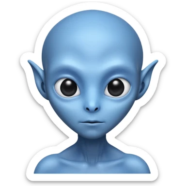 blue alien with no ears sticker