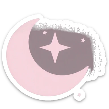 Light pink crescent with light pink moon and star  sticker