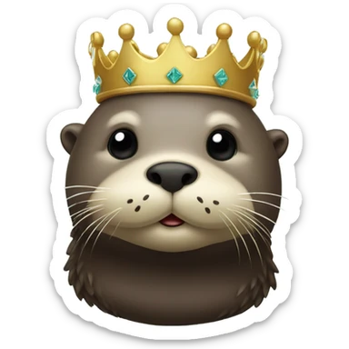 Sea Otter with crown on his head  sticker