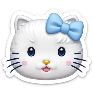 Hello Kitty face, blue bow on left ear sticker