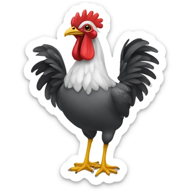 galo penagem branca rodeado de pintinhos amarelinhos sticker