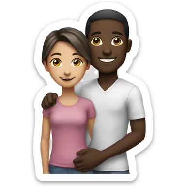 smiling girl with dark-skinned male sticker