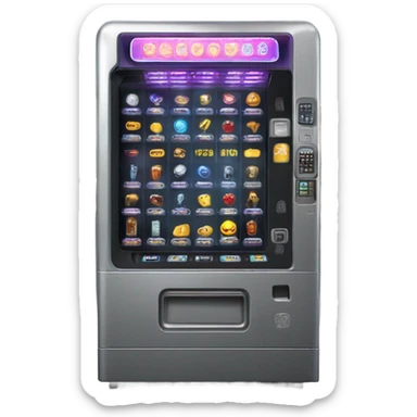scifi vending machine, sci-fi concept machine, damaged, sentient sticker