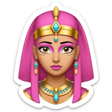 pink Cleopatra, Egyptian pharaoh with headdress and eyeliner sticker
