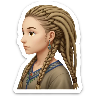 slavic woman with dreadlocks side view sticker