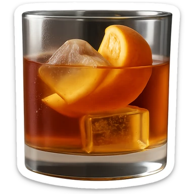 Remove the background, keep only the realistic old fashioned cocktail in photorealistic style with transparent background. sticker