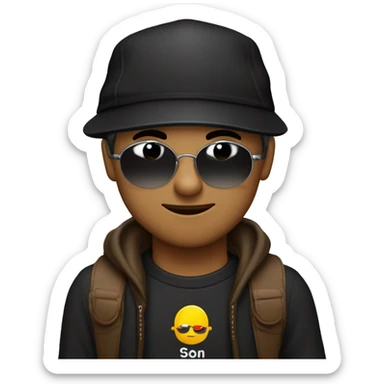 Ein Junge mit kurzen haaren, dessen seiten auf null Millimeter sind der ein schwarzes tshirt an hat, Sonnenbrille, jedoch seine Augen noch leicht erkennt. braune Augen, lächelt leicht und hält eine haarschneidemaschine in der Hand  sticker