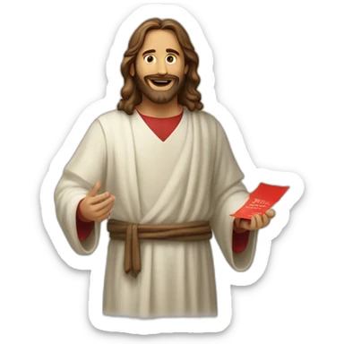 Jesuschrist giving out red flyers sticker