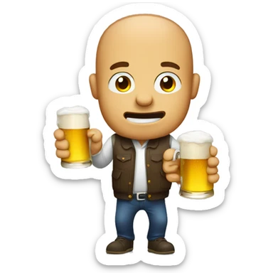 Drunk guy drinking beer sticker