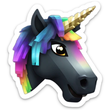 Minecraft Rainbow Black Unicorn Head With Diamond Horn sticker