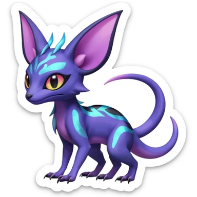 Rare realistic cool cute epic aesthetic colorful Salandit-Amaura-Espeon-Genet-species-Fakemon-hybrid-creature, with markings, full body sticker