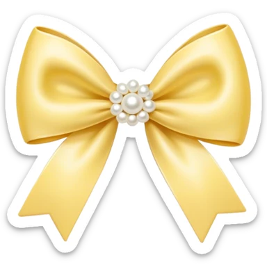 Pastel yellow bow with pearls sticker