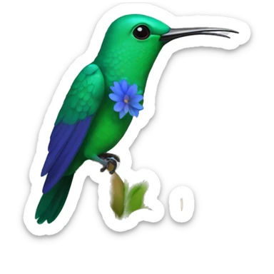 Colibrí con oliendo una flor  sticker