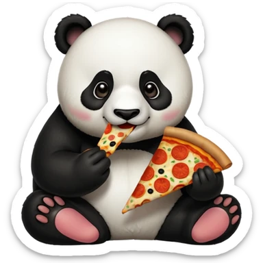 panda eating a slice of pizza sticker