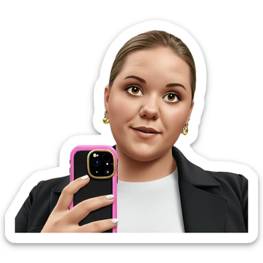 girl taking selfie with jewelry sticker