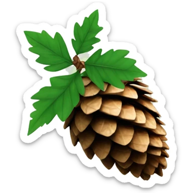 Pine cone with green leaf sticker
