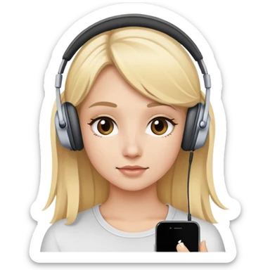 Chica rubia con audífonos de iPhone  sticker