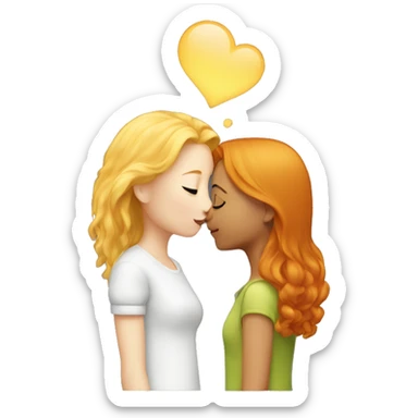 A blond and a Ginger Girl kissing  sticker