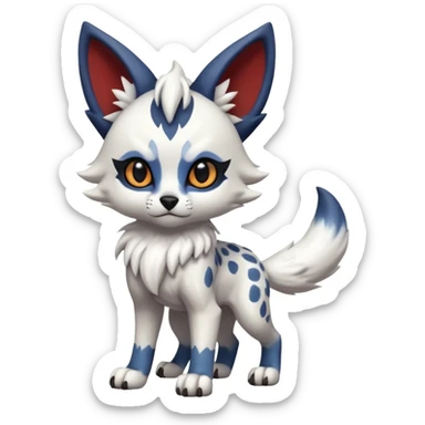 Cool edgy cute adorable hyper-realistic badass Serval-Lycanroc-Absol-Fakémon-hybrid-creature (full body)  sticker