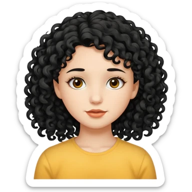 Faça uma garota zombeteiro de cabelo cacheado preto e uma mecha descolorido do lado esquerdo sticker