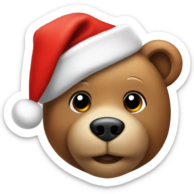 teddy bear wearing a christmas hat sticker
