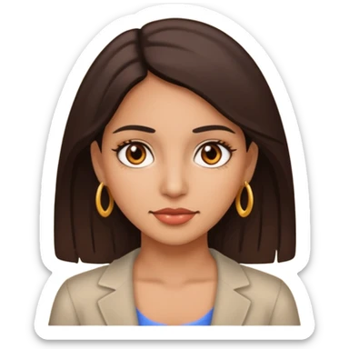 Un emoji de Chukky versión mujer ojos marrones piel latina sticker